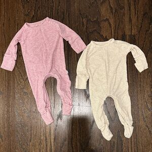 Little Sleepies Heather Mauve Ribbed Crescent Zippy (set of 2)